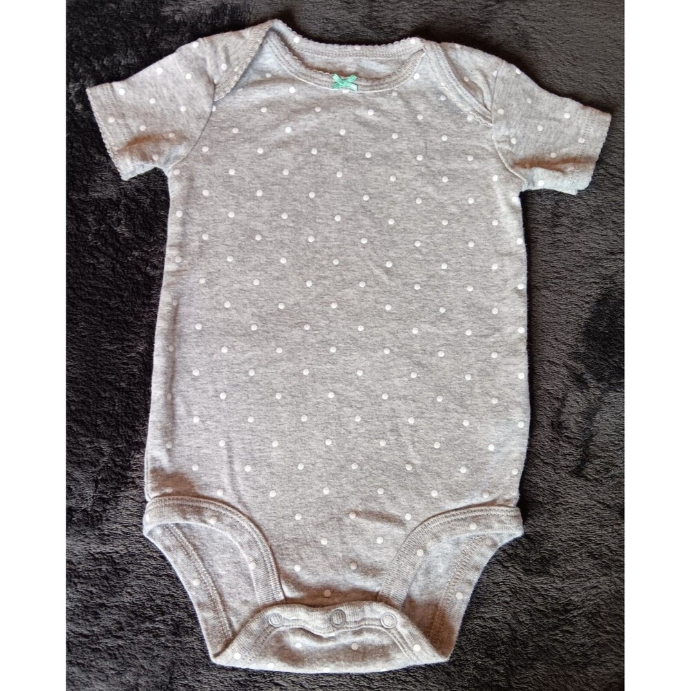 shirt 12 month Carter's baby girl Gray Short sleeve with Polka Dot Snap Closure